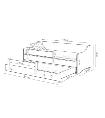 Lit gigogne EVOC 2*160x80cm avec matelas