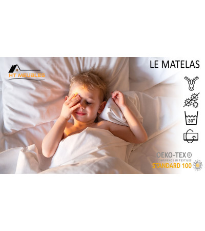 Lit enfant tracteur coloré avec matelas et sommier inclus