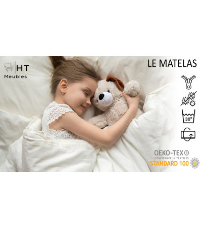 Lit enfant voiture licorne rose avec matelas et sommier inclus