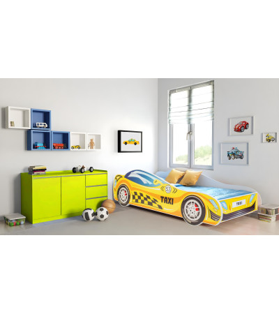 Lit enfant Taxi avec matelas et sommier inclus