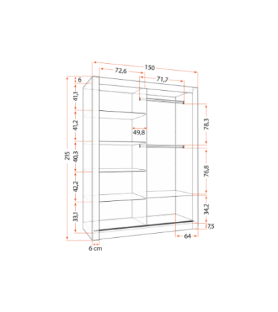 Armoire Maelian 150 cm avec miroir