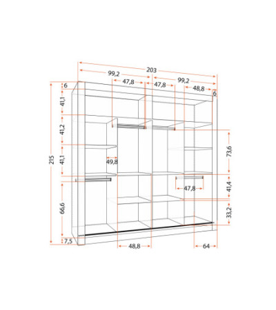 Armoire Maer 203 cm avec miroir
