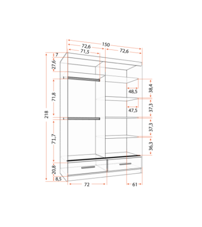 Armoire Saphina 150 cm avec miroir
