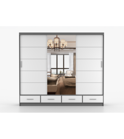 Armoire Silas 250 cm avec miroir