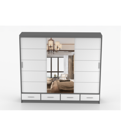 Armoire Silas 250 cm avec miroir
