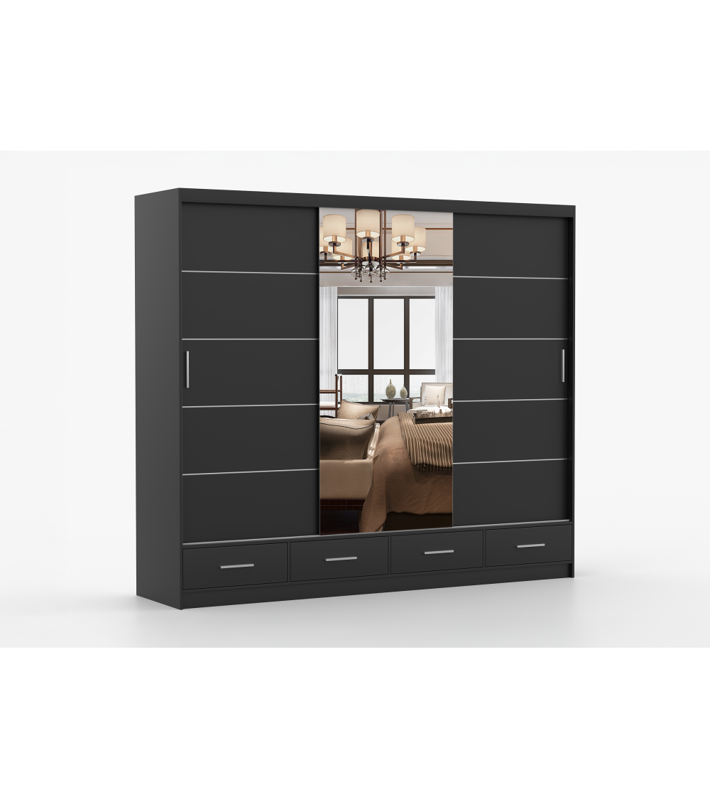 Armoire Silas 250 cm avec miroir