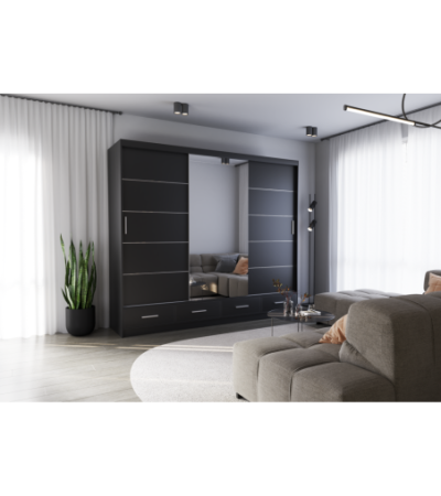 Armoire Silas 250 cm avec miroir