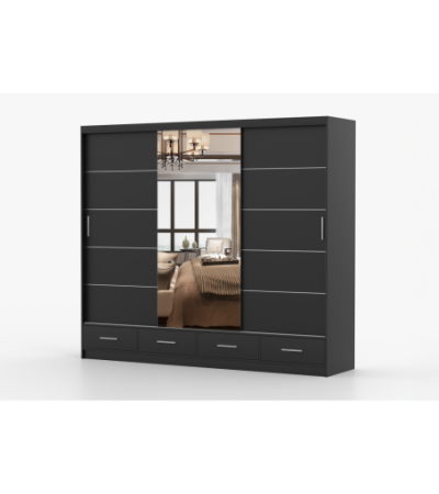 Armoire Silas 250 cm avec miroir