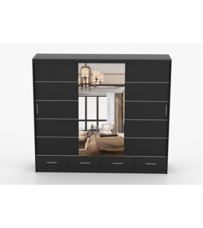 Armoire Silas 250 cm avec miroir