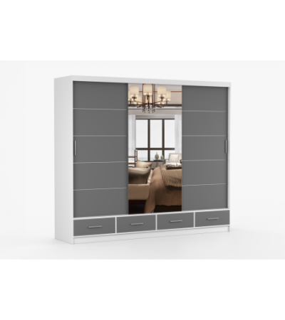 Armoire Silas 250 cm avec miroir