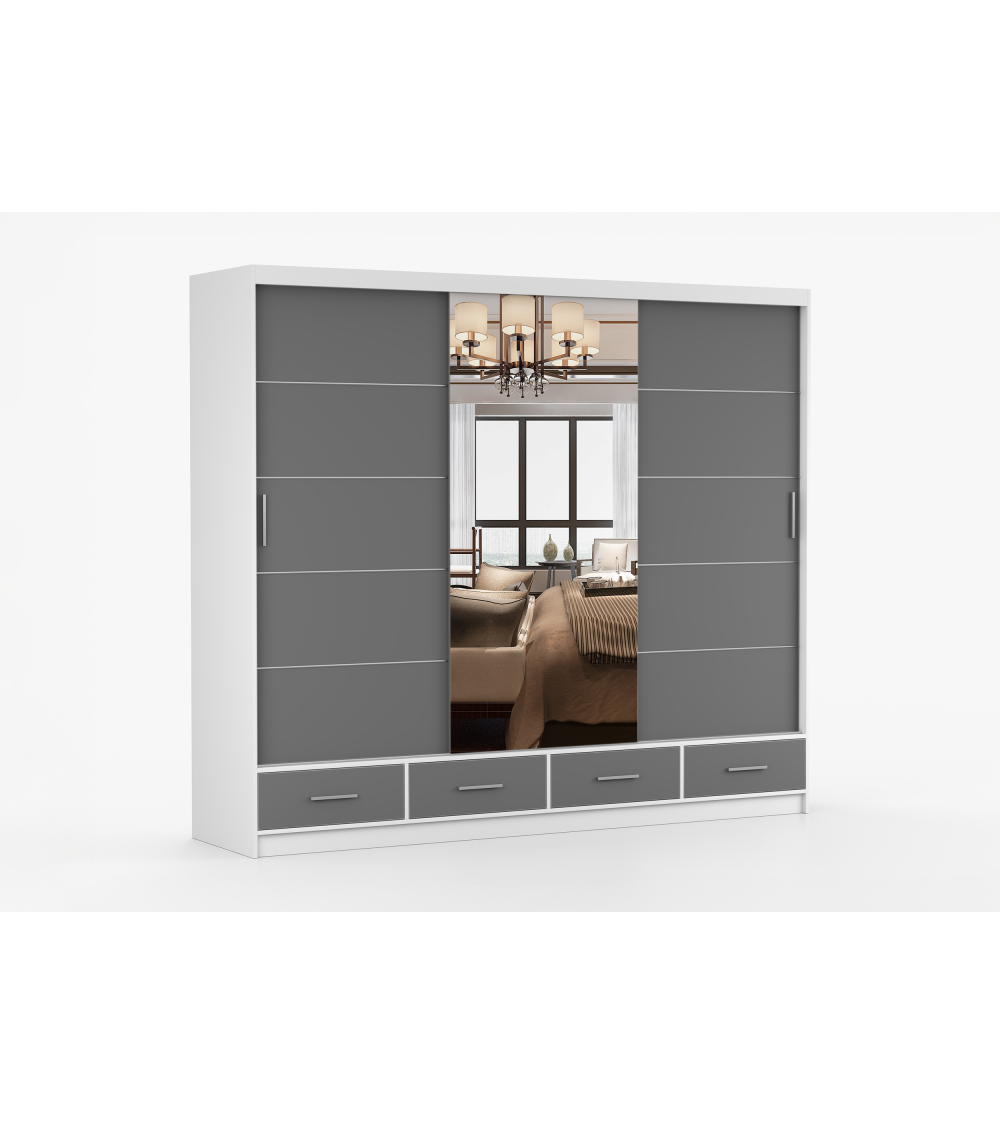 Armoire Silas 250 cm avec miroir