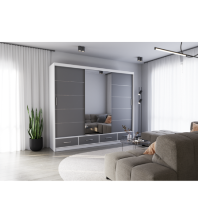 Armoire Silas 250 cm avec miroir