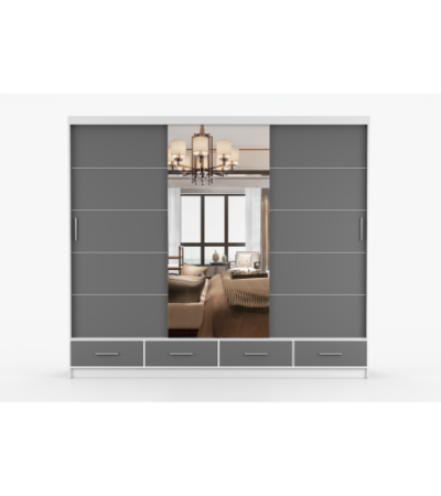 Armoire Silas 250 cm avec miroir