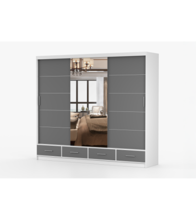 Armoire Silas 250 cm avec miroir