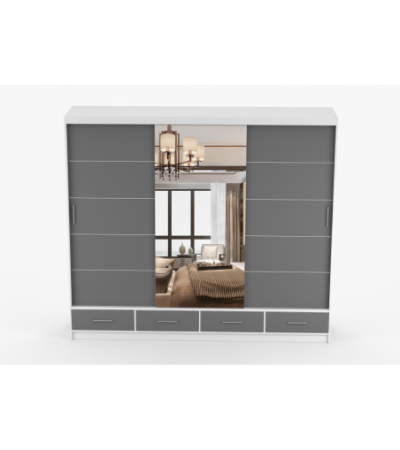 Armoire Silas 250 cm avec miroir