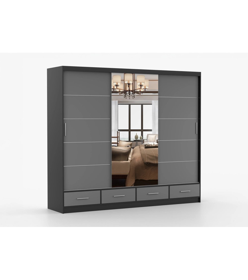 Armoire Silas 250 cm avec miroir
