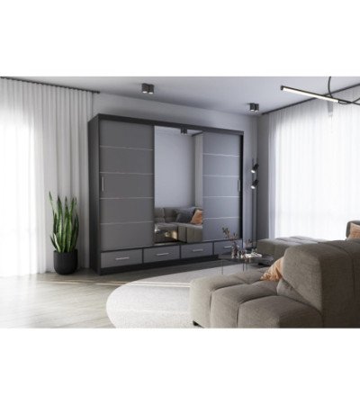 Armoire Silas 250 cm avec miroir