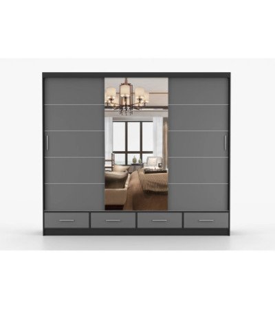 Armoire Silas 250 cm avec miroir