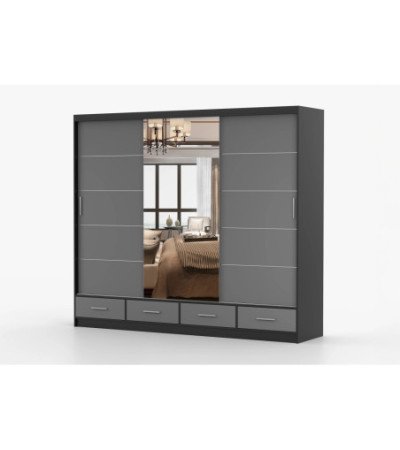 Armoire Silas 250 cm avec miroir