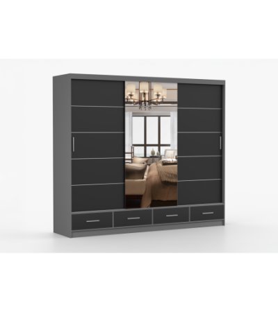 Armoire Silas 250 cm avec miroir