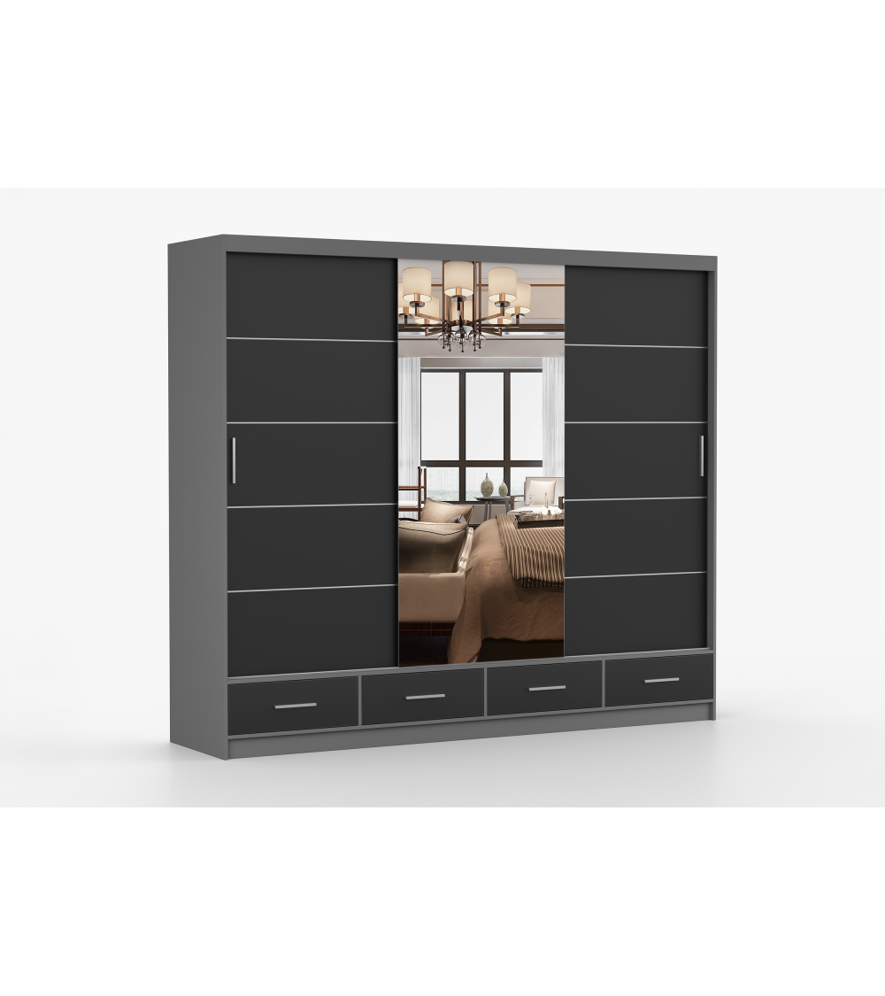 Armoire Silas 250 cm avec miroir
