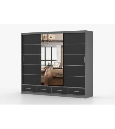 Armoire Silas 250 cm avec miroir