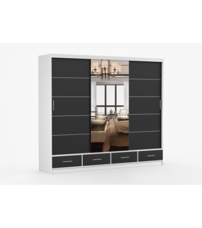 Armoire Silas 250 cm avec miroir