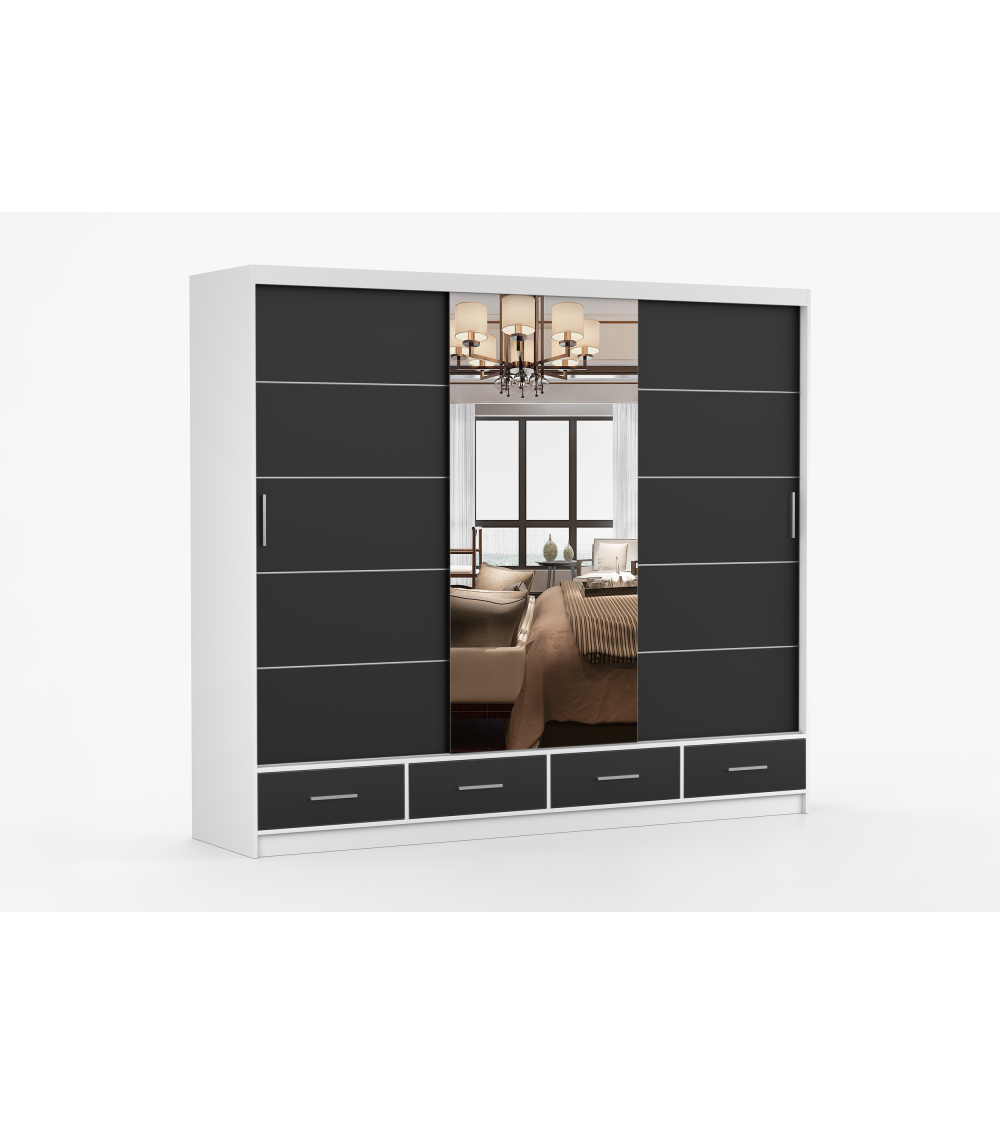 Armoire Silas 250 cm avec miroir