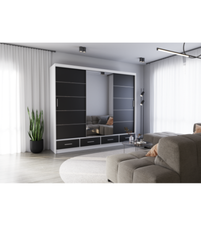 Armoire Silas 250 cm avec miroir