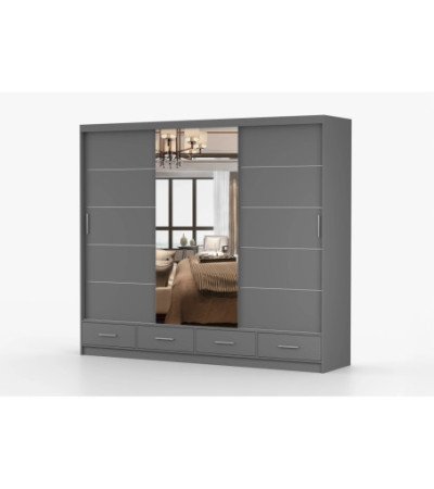 Armoire Silas 250 cm avec miroir