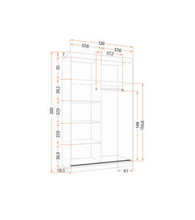 Armoire Danaé 120 cm avec miroir
