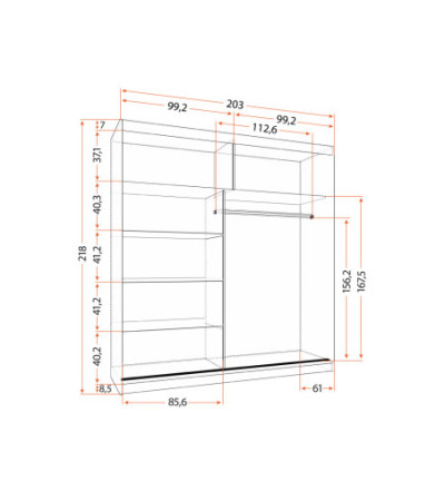 Armoire Calypso 203 cm avec miroir