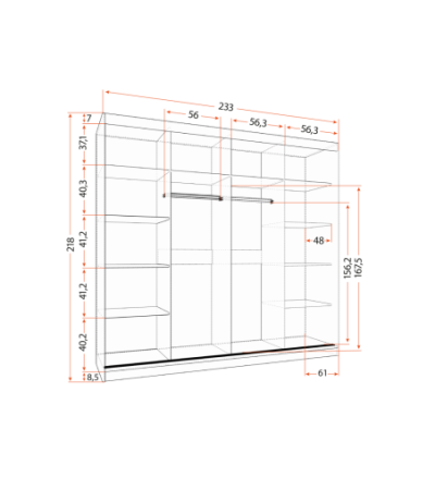 Armoire Calypso 233 cm avec miroir