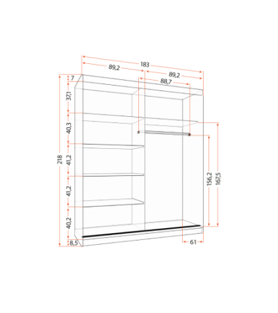 Armoire Lyra 183 cm avec miroir