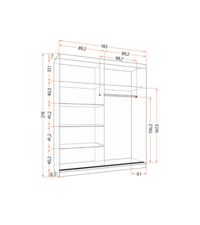 Armoire Naélie 183 cm avec miroir