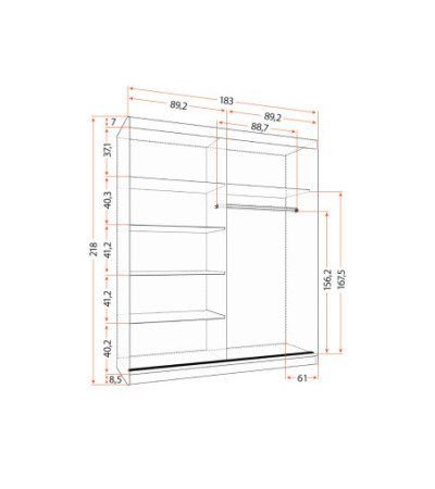 Armoire Ysalis 183 cm avec miroir