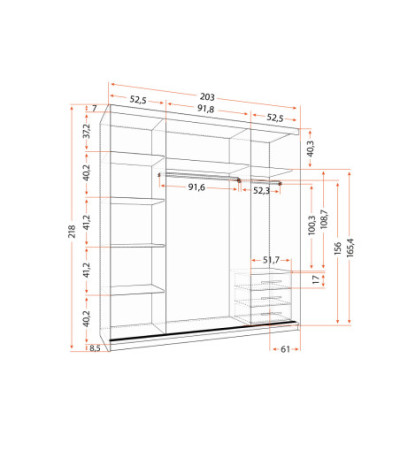 Armoire Helis 203 avec miroir