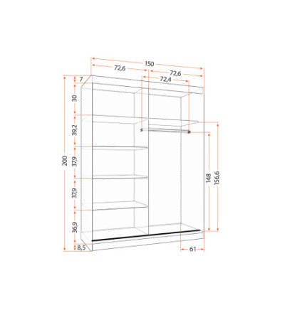 Armoire Aileen 150 cm avec miroir