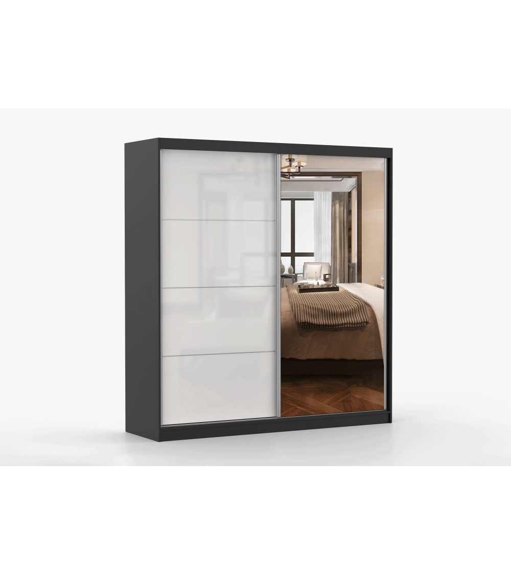 Armoire Séphira 203 cm avec miroir