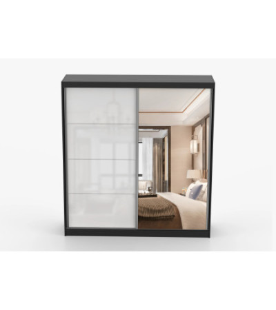 Armoire Séphira 203 cm avec miroir