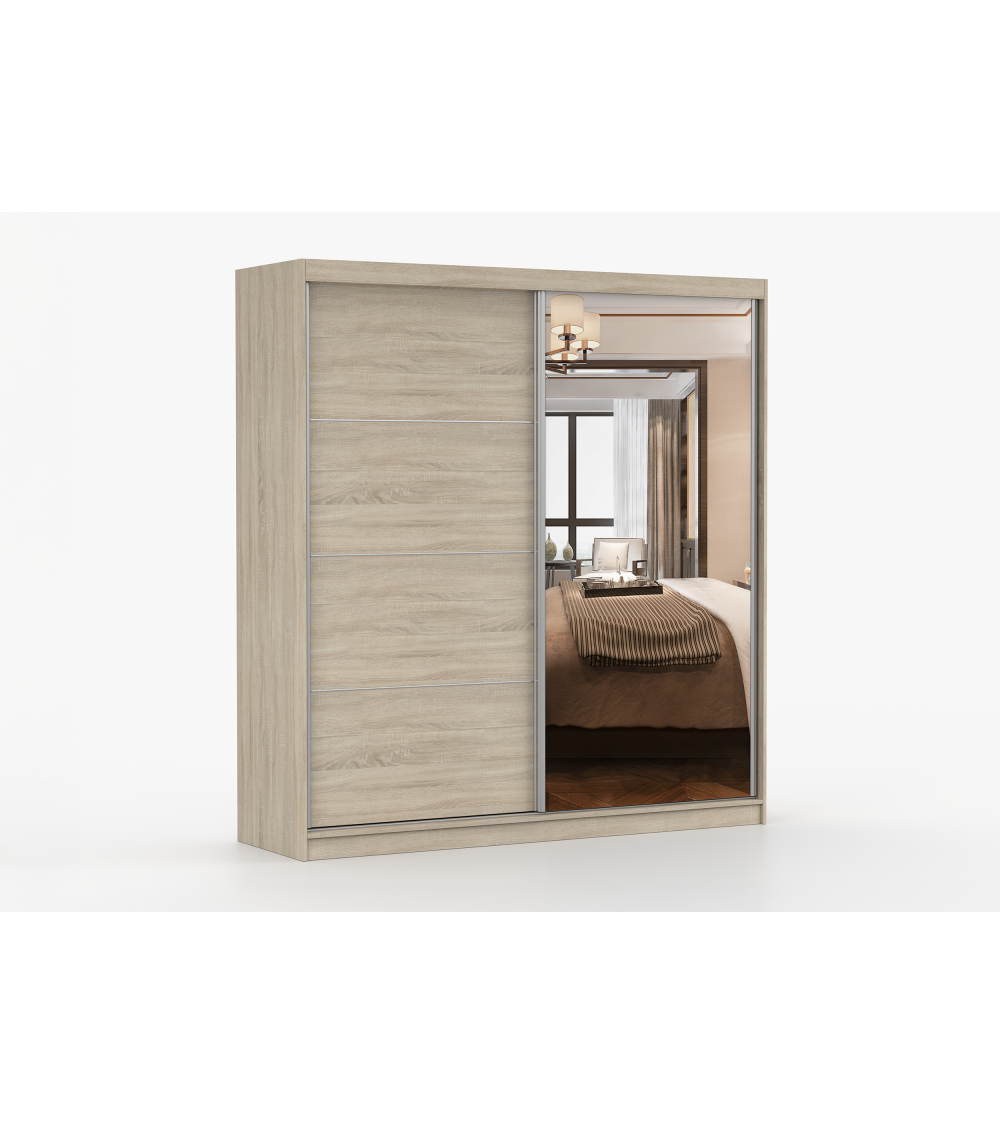 Armoire Helis 203 semi-brillant avec miroir