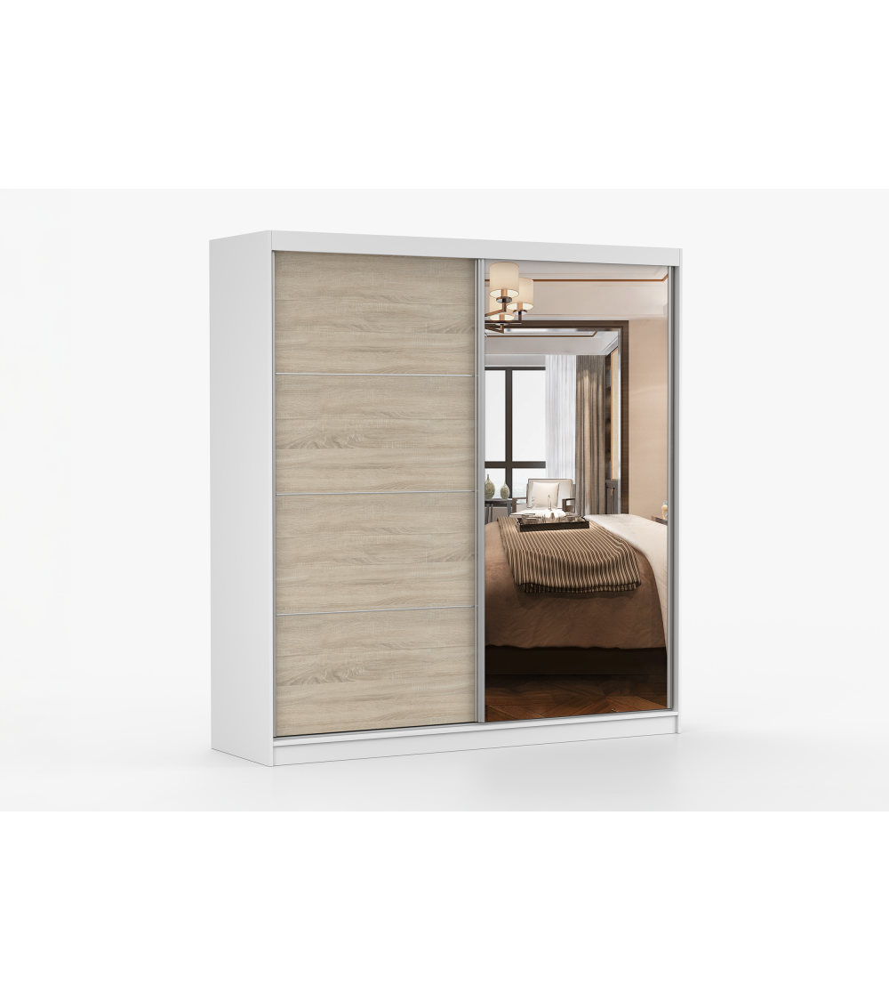 Armoire Helis 203 semi-brillant avec miroir