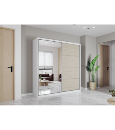 Armoire Helis 203 semi-brillant avec miroir