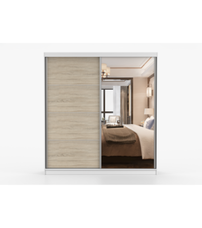 Armoire Helis 203 semi-brillant avec miroir