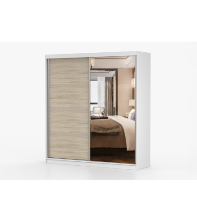 Armoire Helis 203 semi-brillant avec miroir