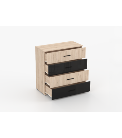 Commode Vespera 90 cm San Remo - Noir brillant