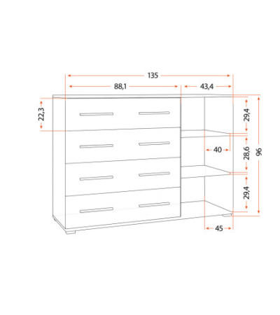 Commode Ilario II 135 cm