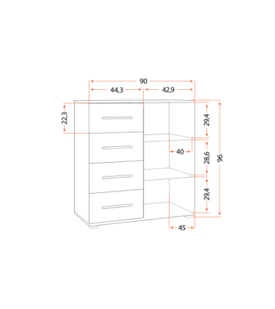 Ensemble armoire Theana et commode Ilario avec miroir
