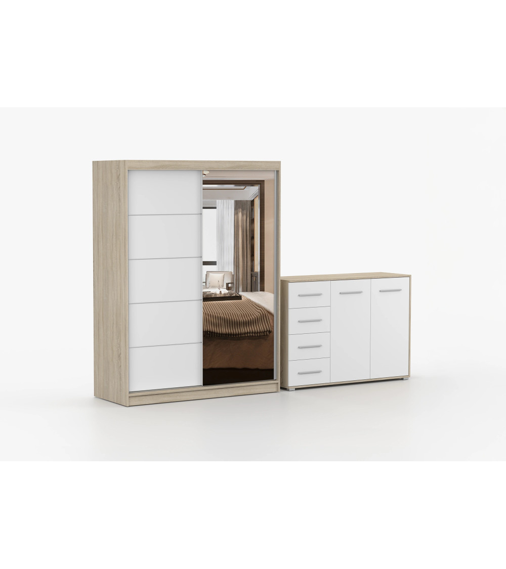 Ensemble armoire Vaiana et commode Ilario avec miroir