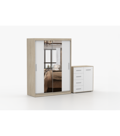 Ensemble armoire et commode Aenora Ilario avec miroir